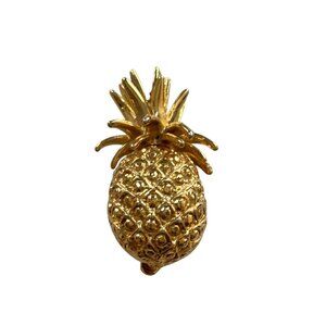 Vintage Gold-Tone Pineapple Brooch Pin With Textured Design
